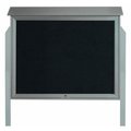 Aarco Aarco Products  Inc. PLD3645TLDPP-2 Light Grey Top Hinged Single Door Plastic Lumber Message Center with Letter Board - Posts Included - 36 in.H x 45 in.W PLD3645TLDPP-2